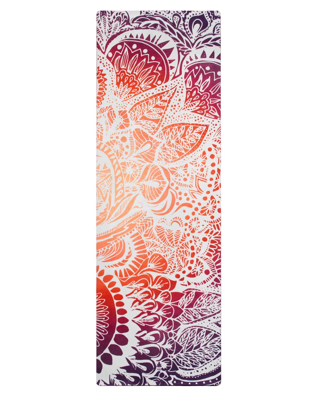 2-in-1-Yogamatte und Handtuch von MALA Yoga im Design Sunrise Mandala. Orange mit Mandala Muster.